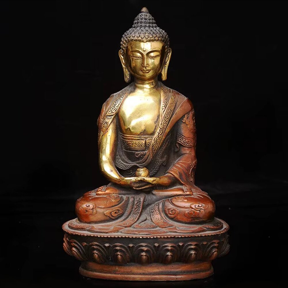 SHAKYAMUNI Artisan DRAGON BUDDHA Statue 8 Painted Bronze Metal Painted Spiritual - Picture 3 of 10